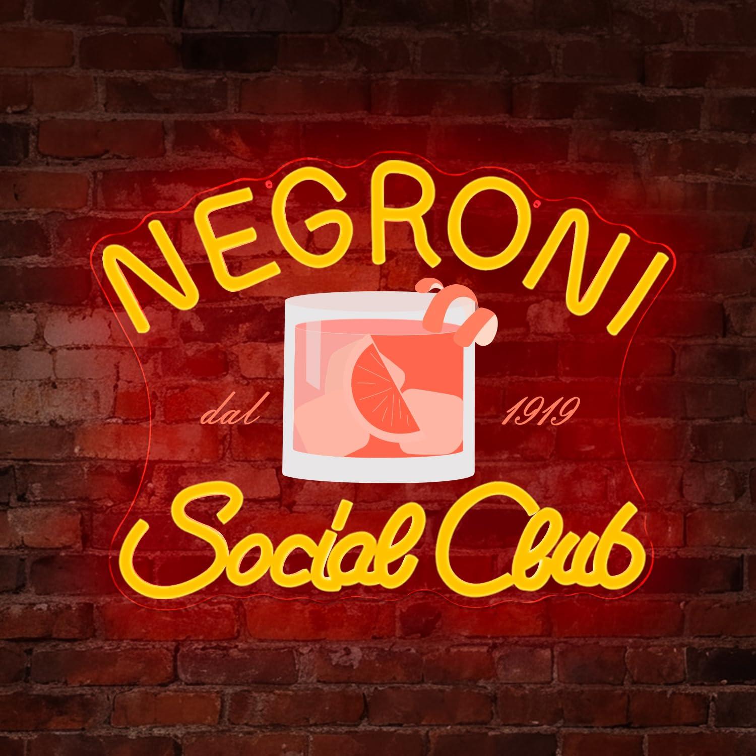 Neon Sign Party - Negroni Social Club neonreclame, cocktail-LED-lamp voor