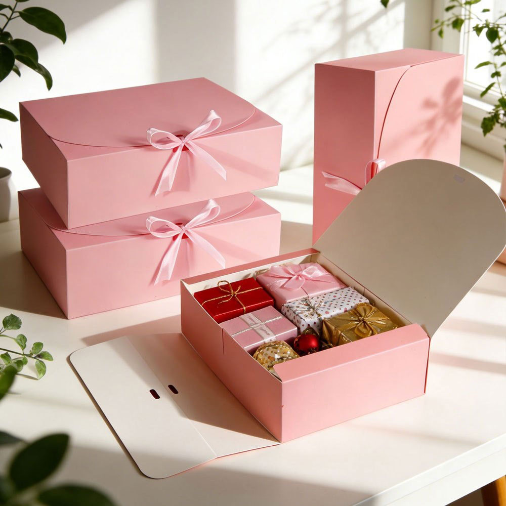 Event Party Box - 5 stuks: modieuze roze cadeauverpakking met
