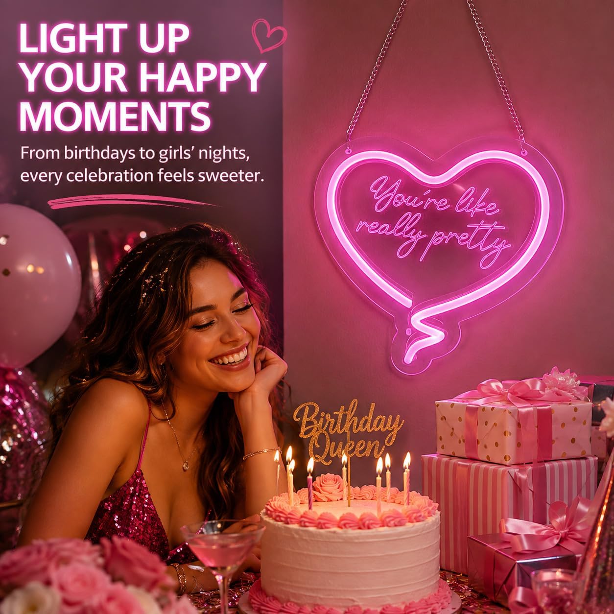Roze hart neonbord, je bent ec - Neon Sign Party recensie en prijs