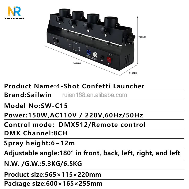 DMX 512 Vierbuis Confettimachi - Confetti Cannon Tube recensie en prijs